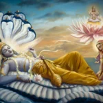 Lord Vishnu resting on Shesha during Yoga Nidra