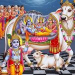 Kamadhenu with Vishnu Lakshmi sacred divine cow