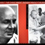 Swami Sivananda compassionately serving elderly devotee with care