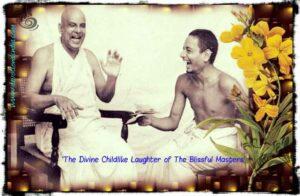 Swami Sivananda joyfully blessing devoted young disciple