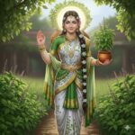 Goddess Tulasi holding sacred Tulsi plant
