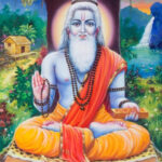 Maharishi Ved Vyasa seated in meditation holding sacred Vedic scriptures