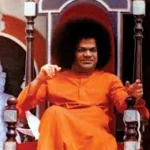 Bhagawan Sri Sathya Sai Baba seated on divine ceremonial throne