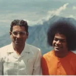 Sri Sathya Sai Baba with Prof. Anil Kumar in mountains