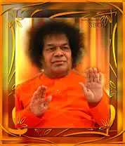 Bhagawan Sri Sathya Sai Baba blessing devotees with raised hands