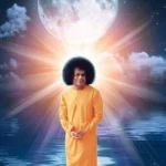 Bhagawan Sri Sathya Sai Baba beneath radiant full moon