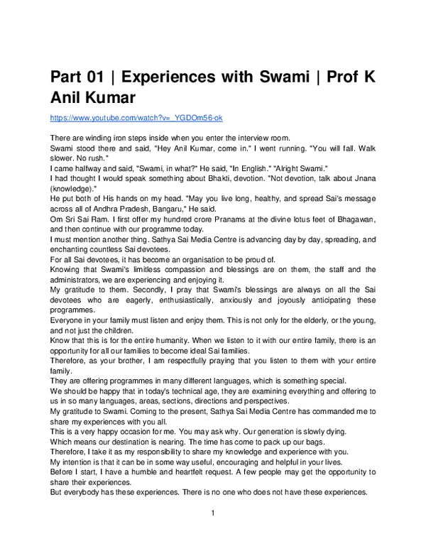 part_01___experiences_with_swami___prof_k_anil_kumar