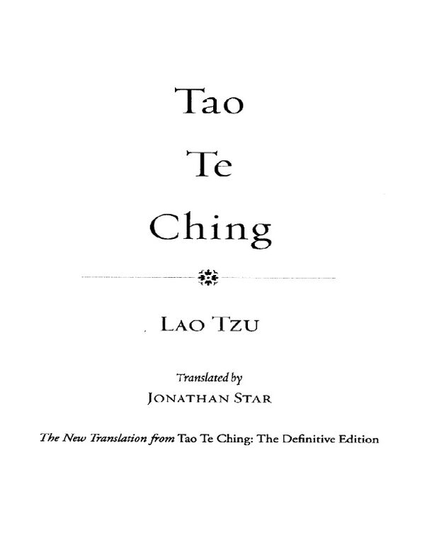 Tao Te Ching The New Translation from Tao Te Ching, The Definitive Edition